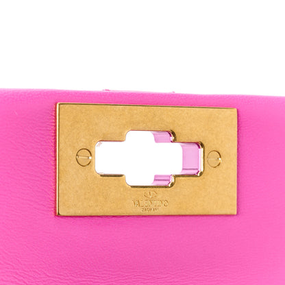 Valentino Garavani Nappa Lacquer Monochrome Small Roman Stud Shoulder Bag Pink PP 6 of 10