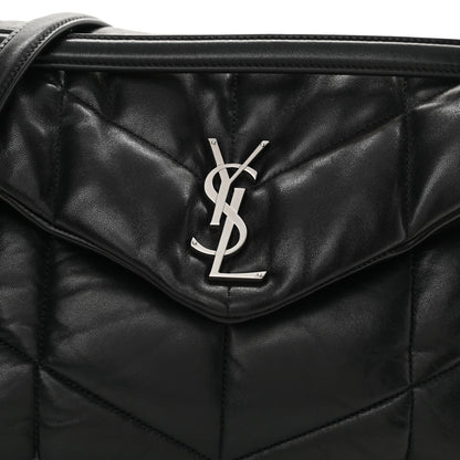 Saint Laurent Lambskin Quilted Medium Loulou Puffer Monogram Chain Satchel Black 7 of 9