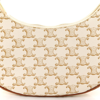 Celine Canvas Calfskin Ava Triomphe Shoulder Bag White 7 of 10