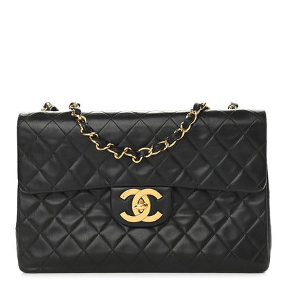 Chanel Lambskin Quilted XL Jumbo Single Flap Black 1 of 9