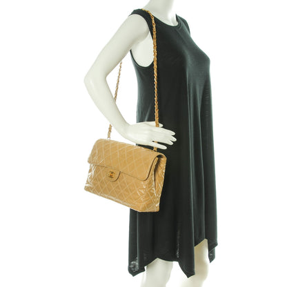 Chanel Vinyl Quilted Jumbo Single Flap Beige 2 of 15