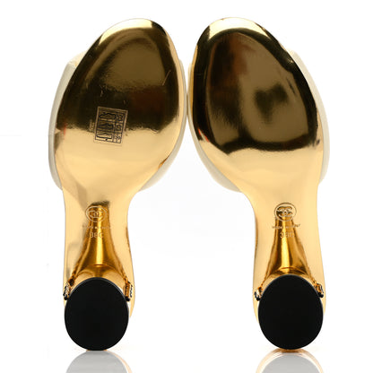 Chanel Lambskin Chain CC Mules 38 White Gold 5 of 13