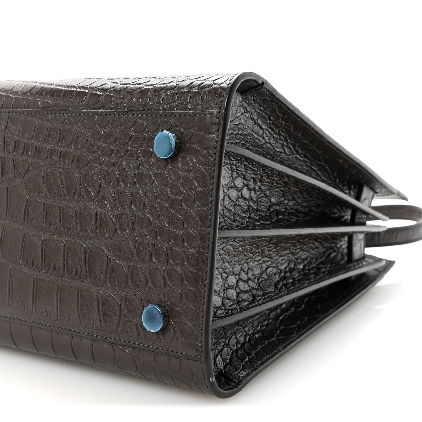 Calfskin Crocodile Embossed Small Sac de Jour Dark Brown