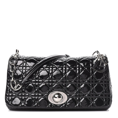 Christian Dior Patent Lambskin Cannage Rendezvous Flap Black 1 of 12