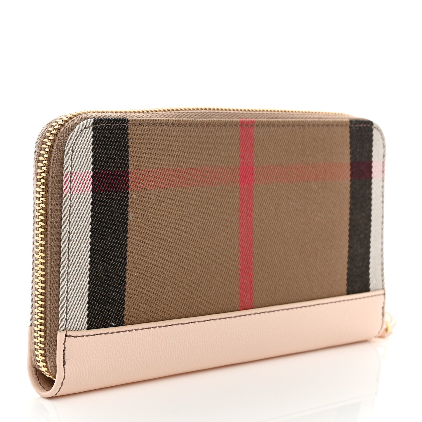 House Check Large Ziggy Zip Around Wallet Pale Cameo