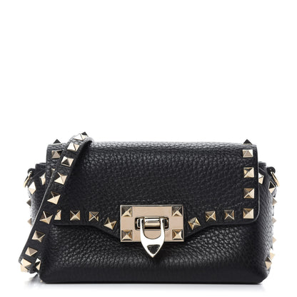 Valentino Garavani Pebbled Calfskin Mini Rockstud Crossbody Bag Black 1 of 10