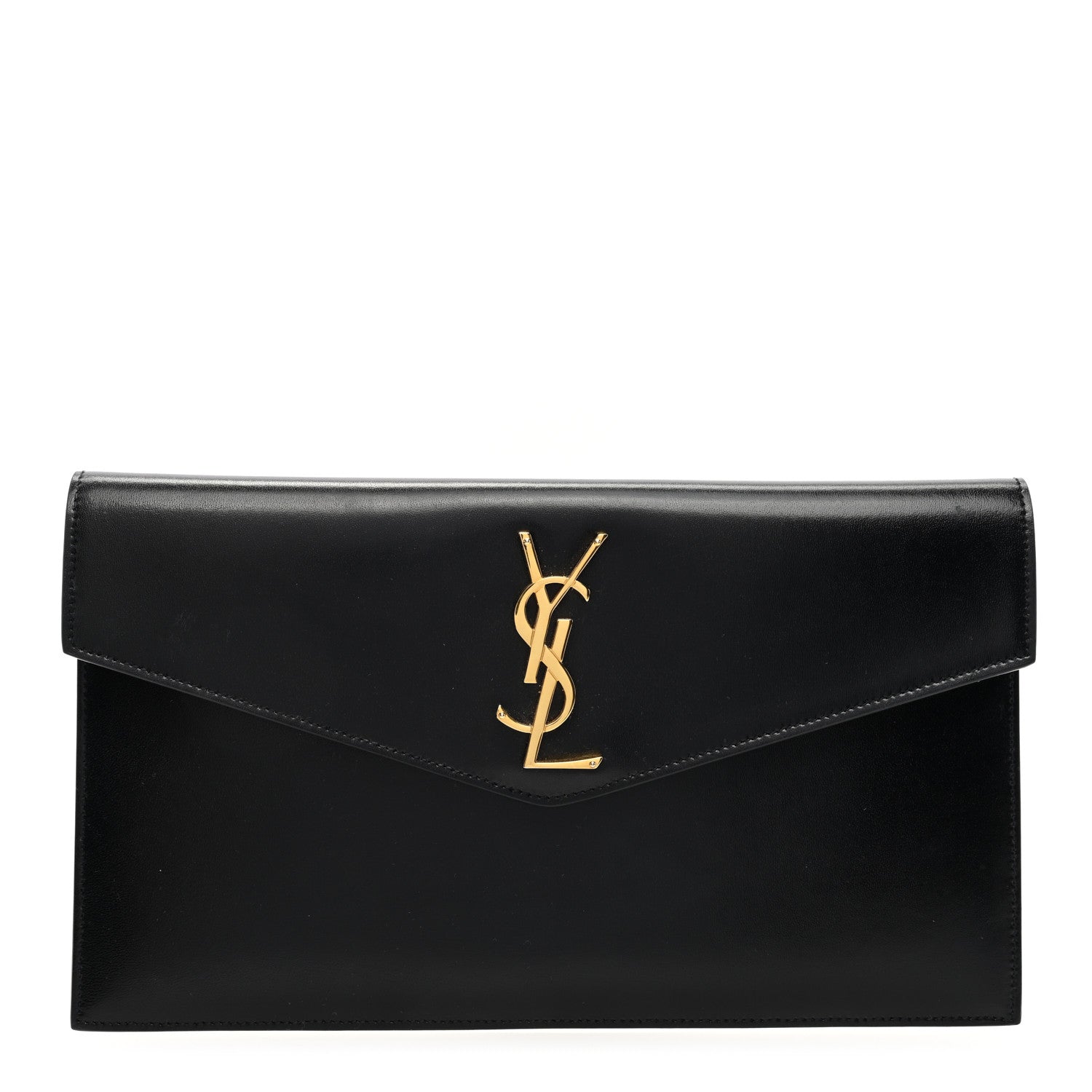 Saint Laurent Smooth Shiny Calfskin Monogram Uptown Pouch Black 1 of 6