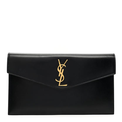 Saint Laurent Smooth Shiny Calfskin Monogram Uptown Pouch Black 1 of 6