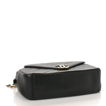 Chanel Lambskin Chevron Quilted Coco Envelope Flap Camera Case Black 4 of 10