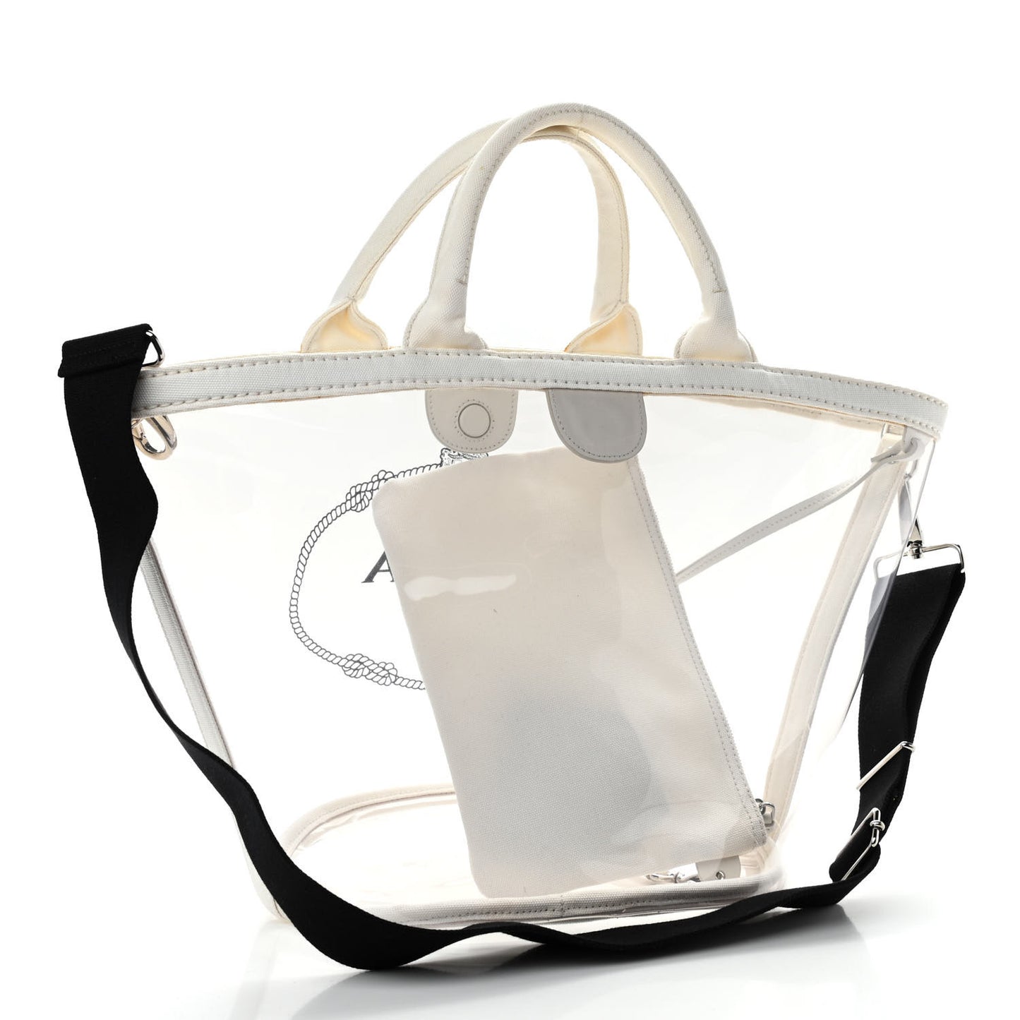 Plexiglass Calfskin Small Shopper Tote White