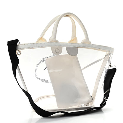 Prada Plexiglass Calfskin Small Shopper Tote White 3 of 12