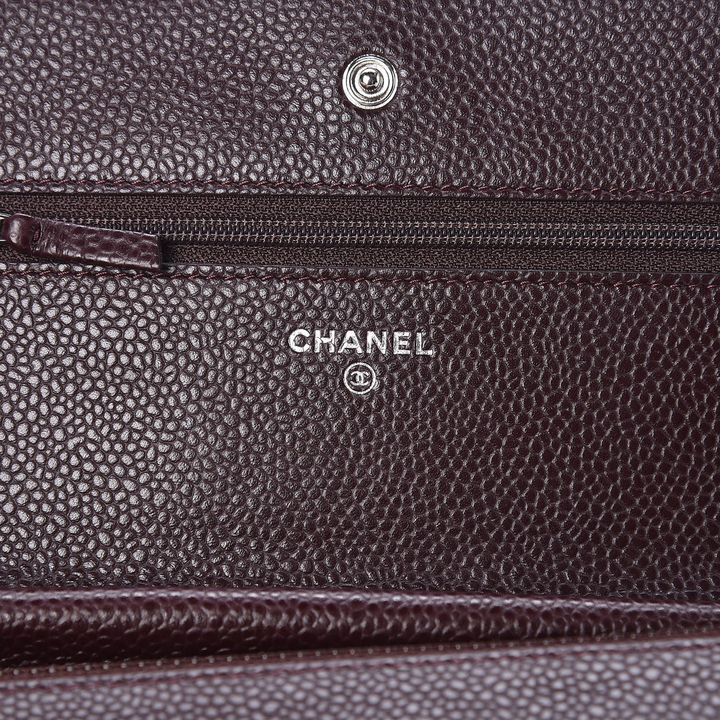 Caviar Quilted Wallet on Chain WOC Burgundy