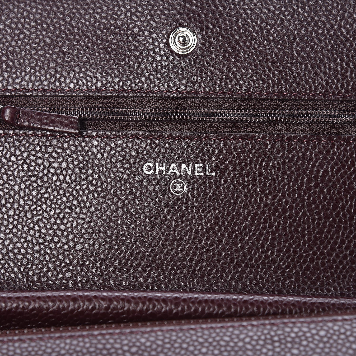 Chanel Caviar Quilted Wallet on Chain WOC Burgundy 8 of 12