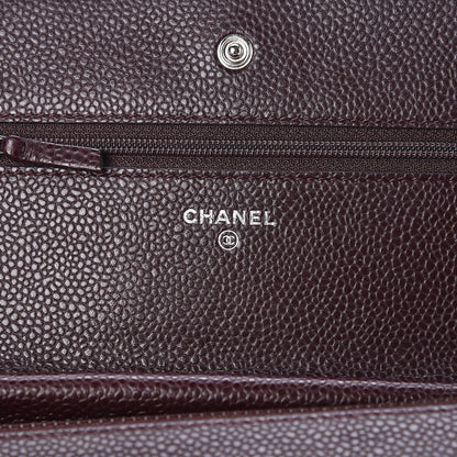 Chanel Caviar Quilted Wallet on Chain WOC Burgundy 8 of 12