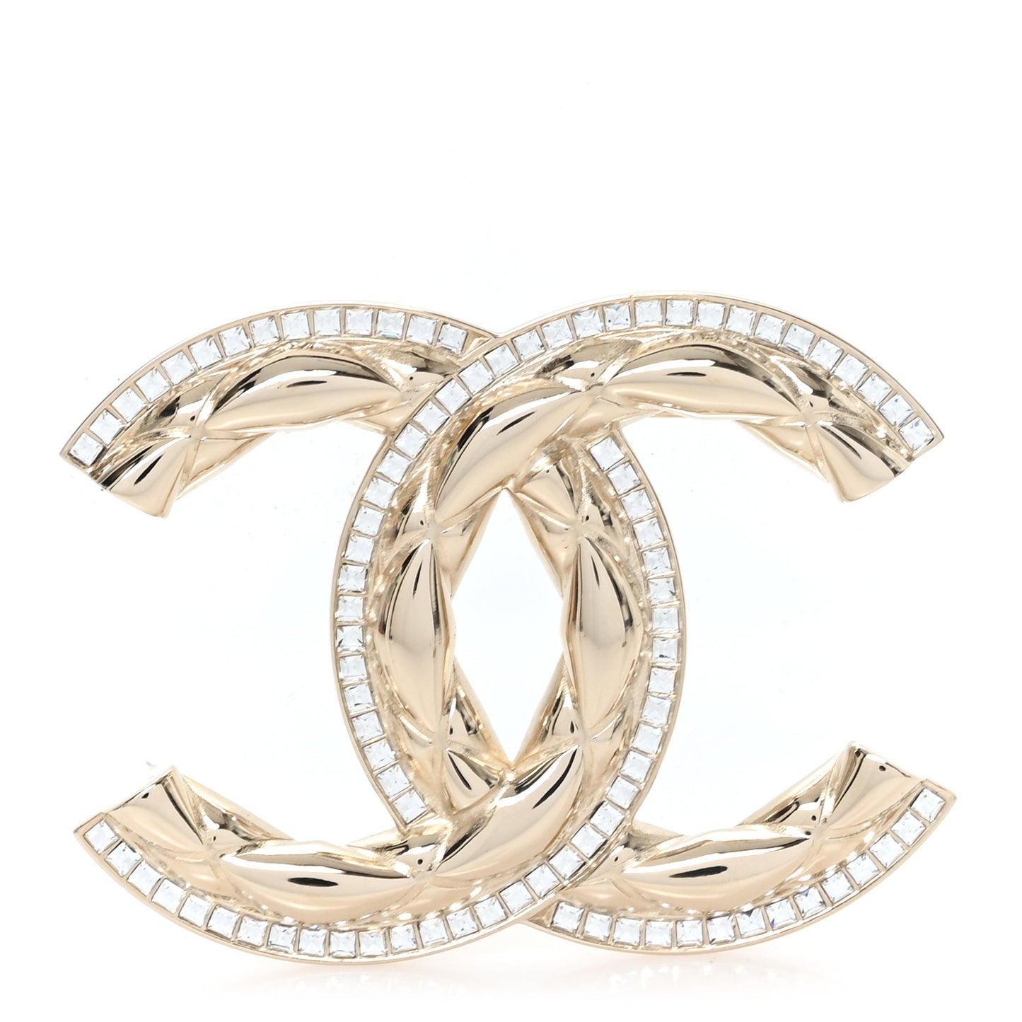 Baguette Crystal Quilted Vintage Allure CC Brooch Gold