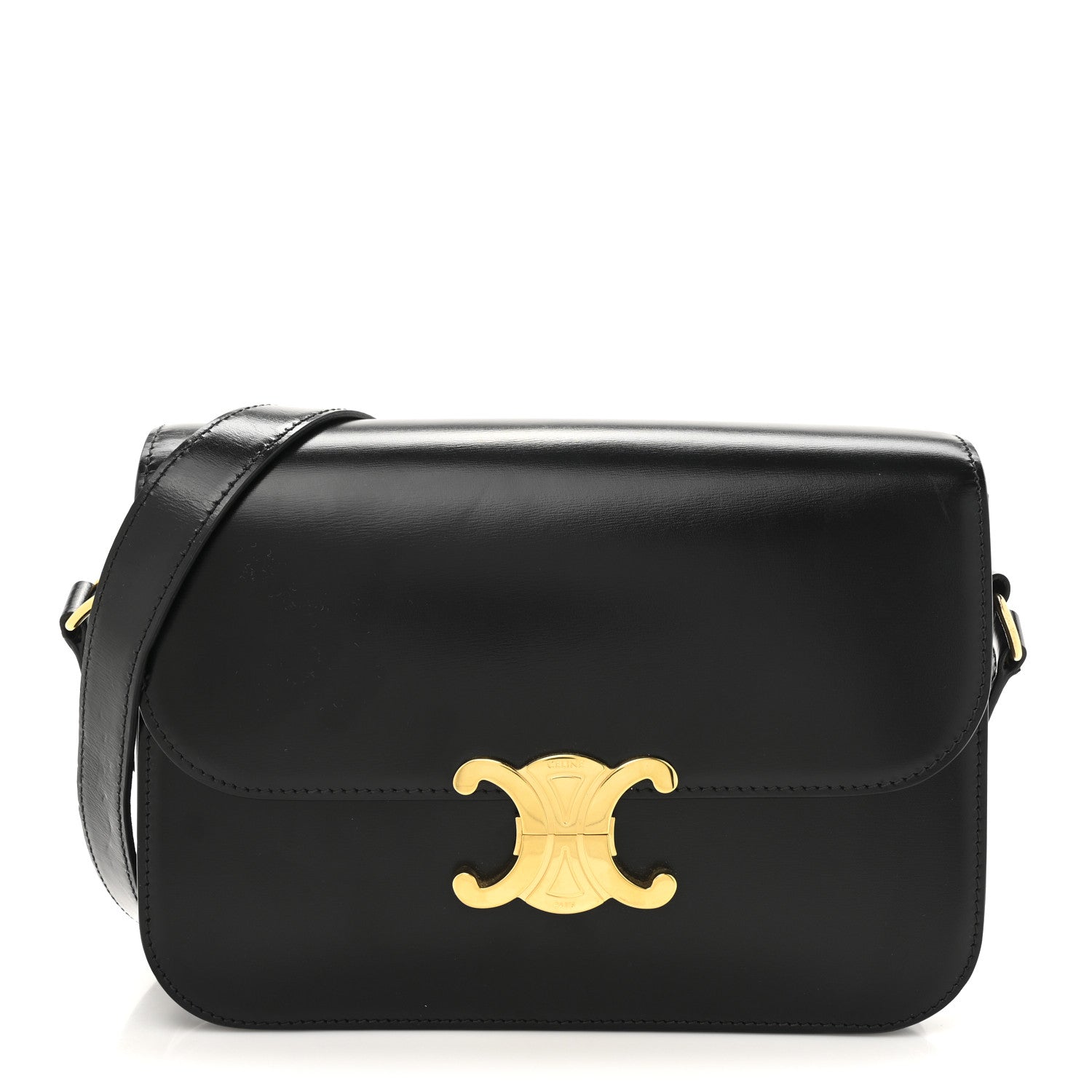 Celine Shiny Calfskin Medium Triomphe Black 1 of 12