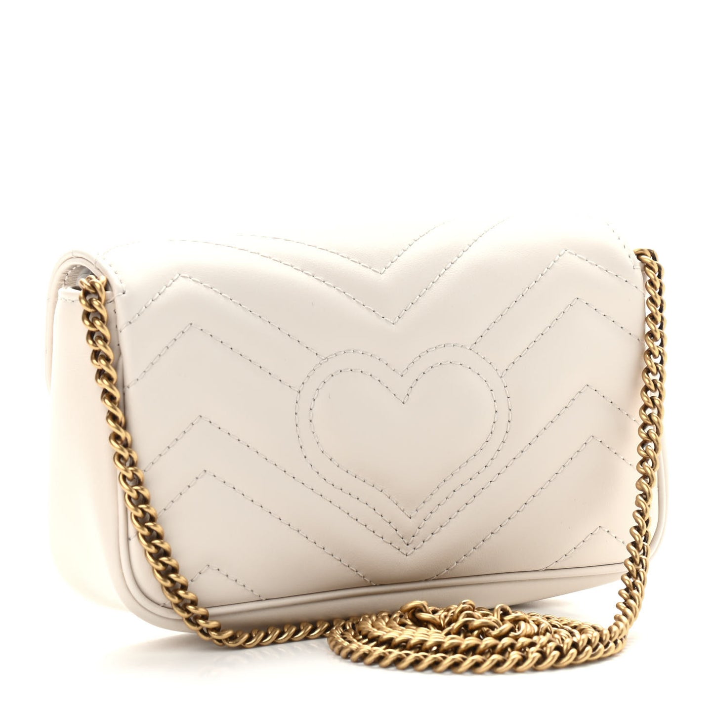 Calfskin Matelasse Super Mini GG Marmont Shoulder Bag White