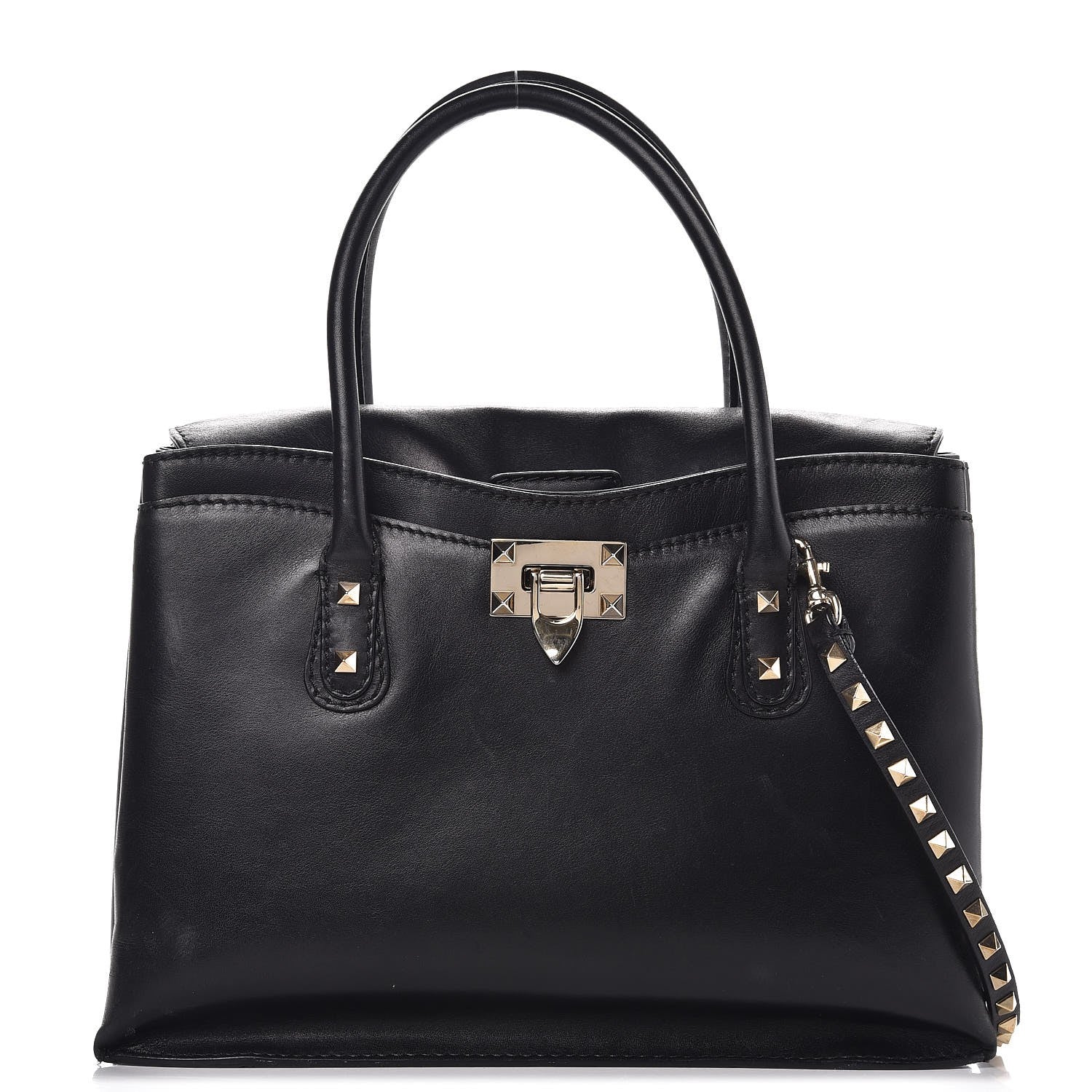 Valentino Garavani Vitello Rockstud Accordion Satchel Black 1 of 15