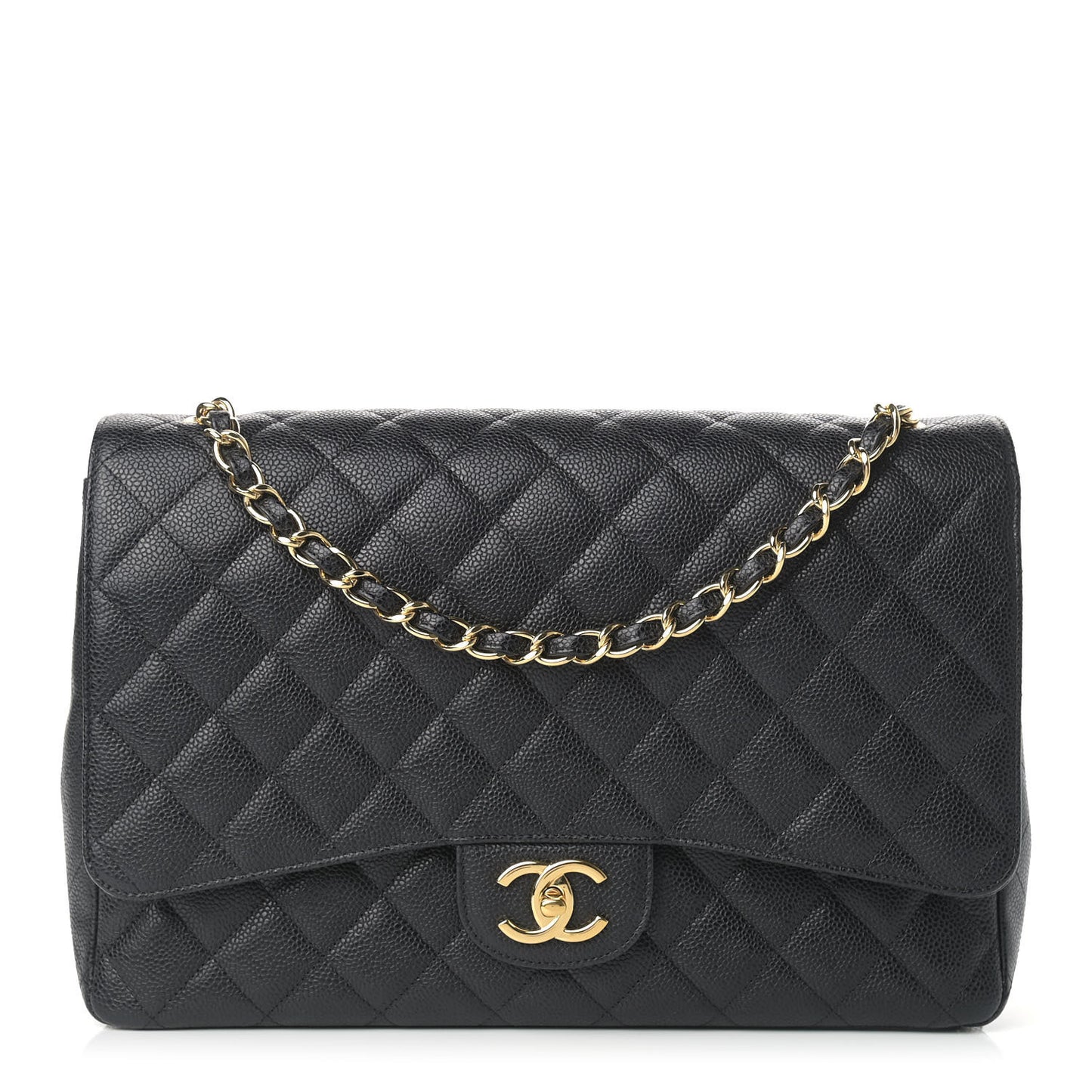 Caviar Quilted Maxi Double Flap Black