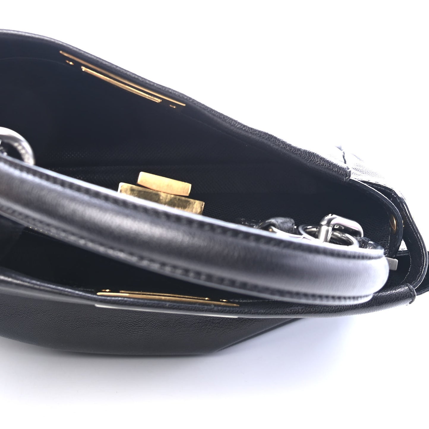 Goatskin Medium Peekaboo Iconic Satchel Black