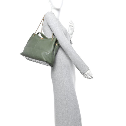 Chanel Calfskin Stitched Shopping Bag Khaki 2 of 10