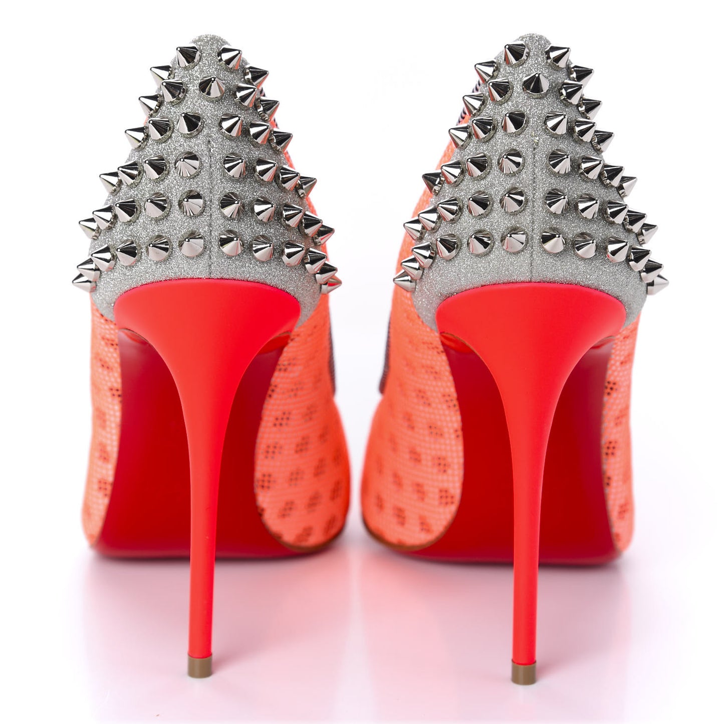 Matt Pattent Mesh Glitter Sporty 100 Spike Pumps 36.5 Orange Fluo