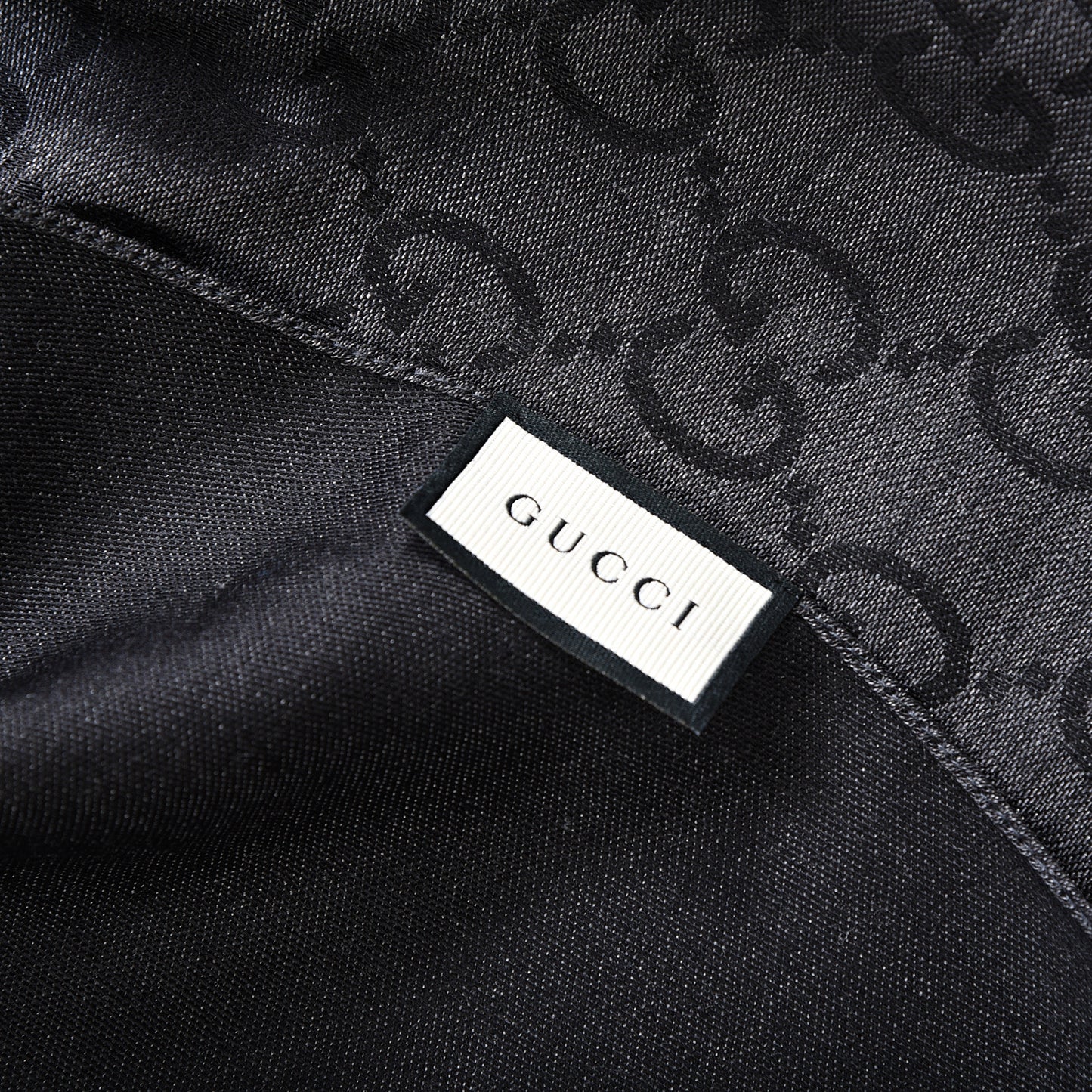 Wool Silk GG Monogram Fringe Scarf Dark Grey