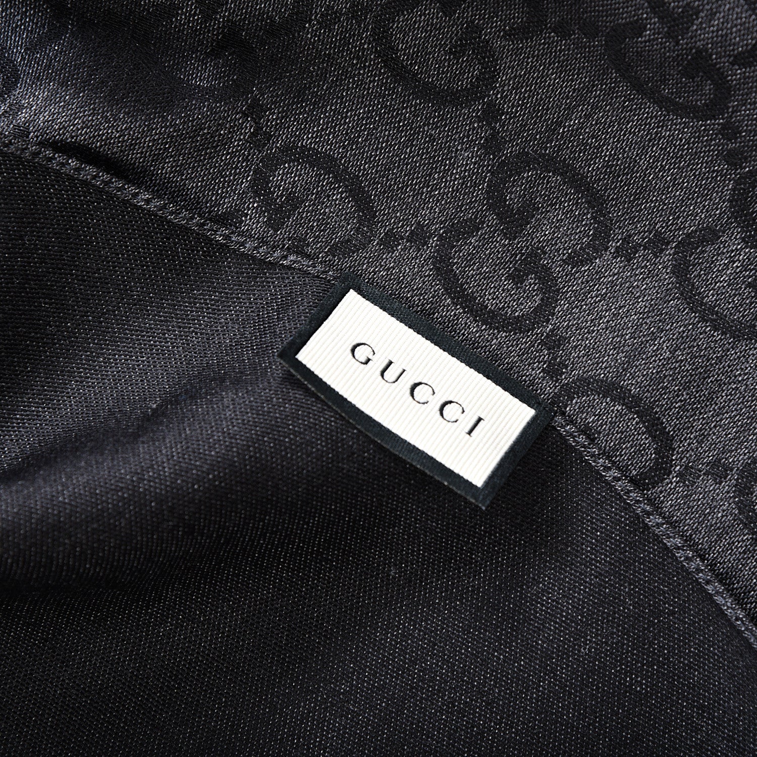 Gucci Wool Silk GG Monogram Fringe Scarf Dark Grey 5 of 5