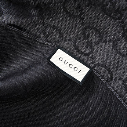 Gucci Wool Silk GG Monogram Fringe Scarf Dark Grey 5 of 5
