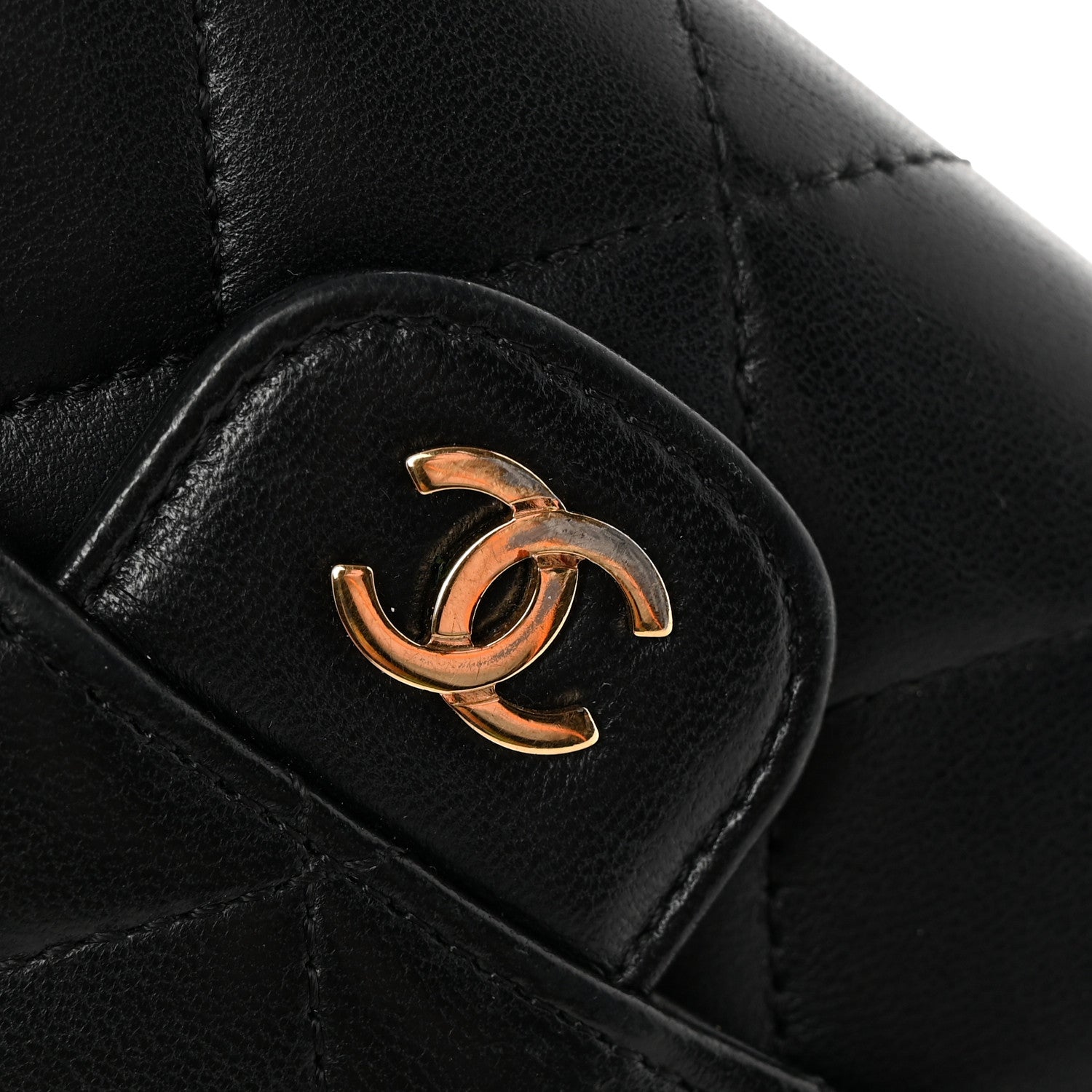 Chanel Lambskin Quilted Large Flap Gusset Wallet Black 18 of 19