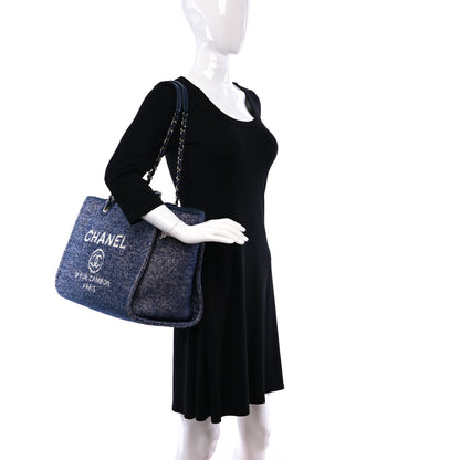 Chanel Mixed Fibers Calfskin Medium Deauville Tote Blue 2 of 11