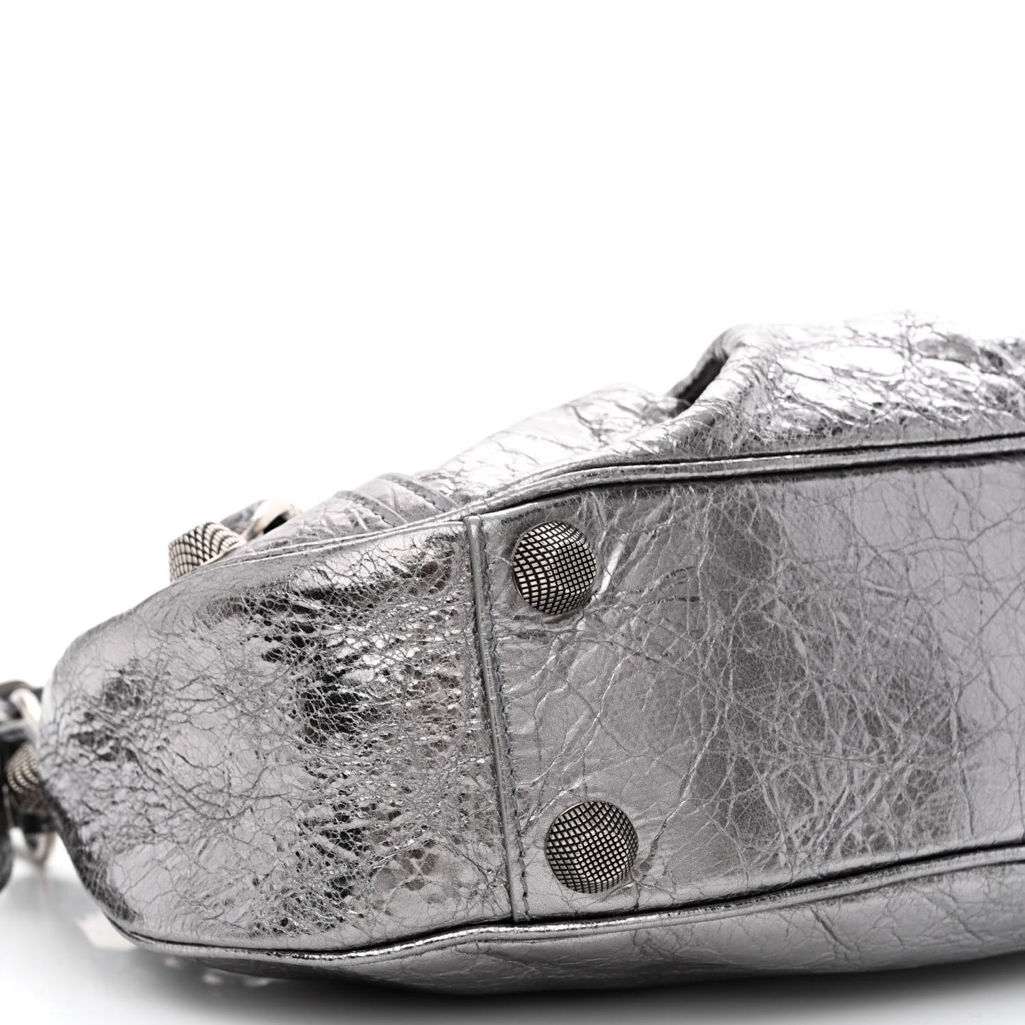 Metallic Agneau Arena Small Le Cagole Shoulder Bag Silver