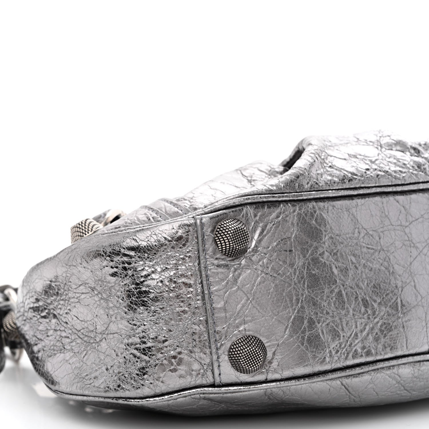 Balenciaga Metallic Agneau Arena Small Le Cagole Shoulder Bag Silver 9 of 10