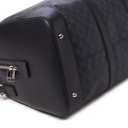 Gucci Soft GG Supreme Monogram Appia Calfskin Web Large Carry On Duffle Bag Black Grey 6 of 10