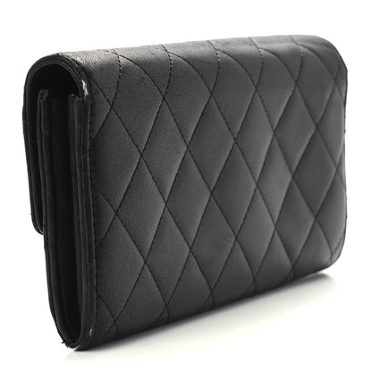 Chanel Lambskin Quilted Large Gusset Flap Wallet Black 3 of 12