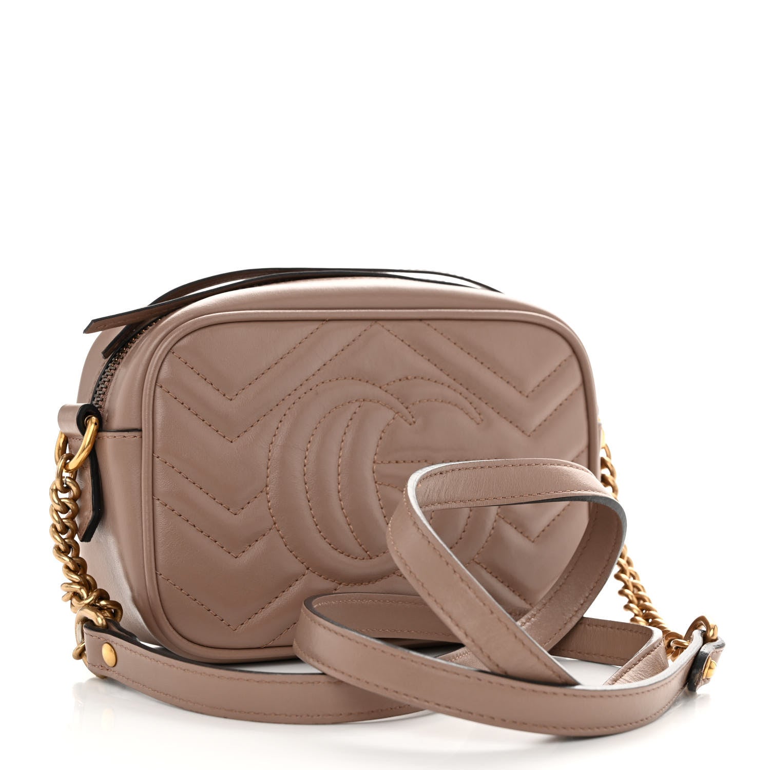 Gucci Calfskin Matelasse Mini GG Marmont Chain Shoulder Bag Porcelain Rose 3 of 11