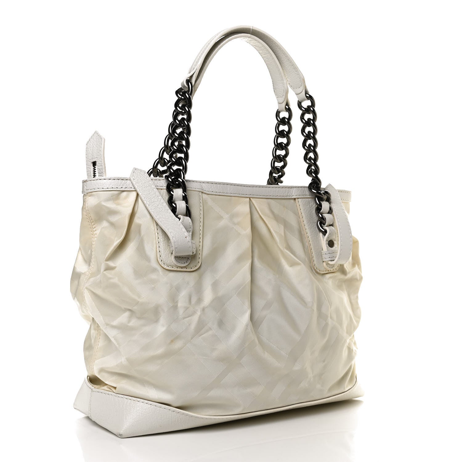 Burberry Nylon Beat Check Shoulder Bag White 3 of 14