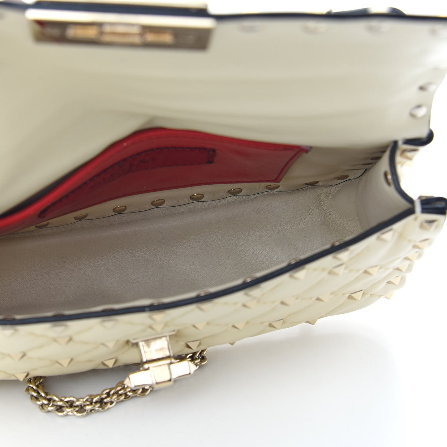 Nappa Small Rockstud Spike Shoulder Bag Light Ivory