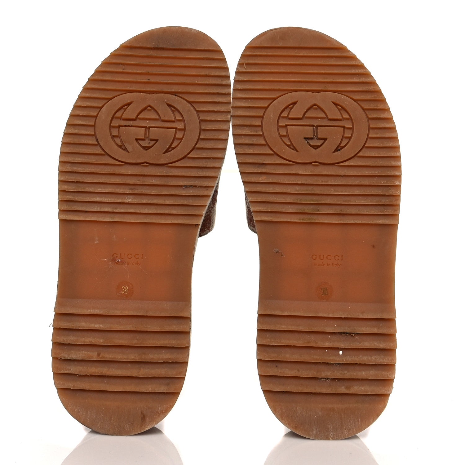 Gucci Canvas GG Monogram Angelina Platform Slide Sandals 38 Beige Ruggine 5 of 10
