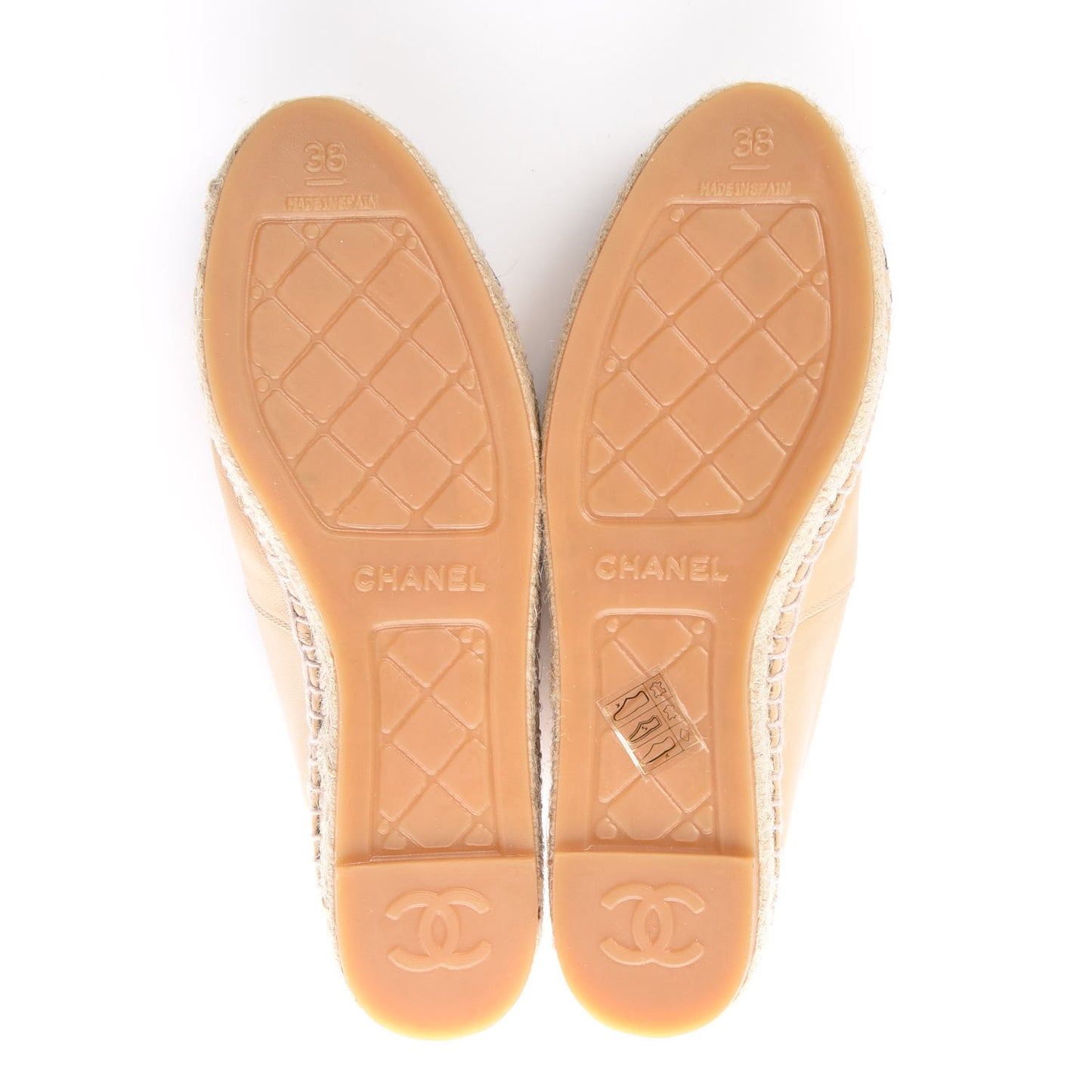 Lambskin CC Espadrilles 38 Beige Black