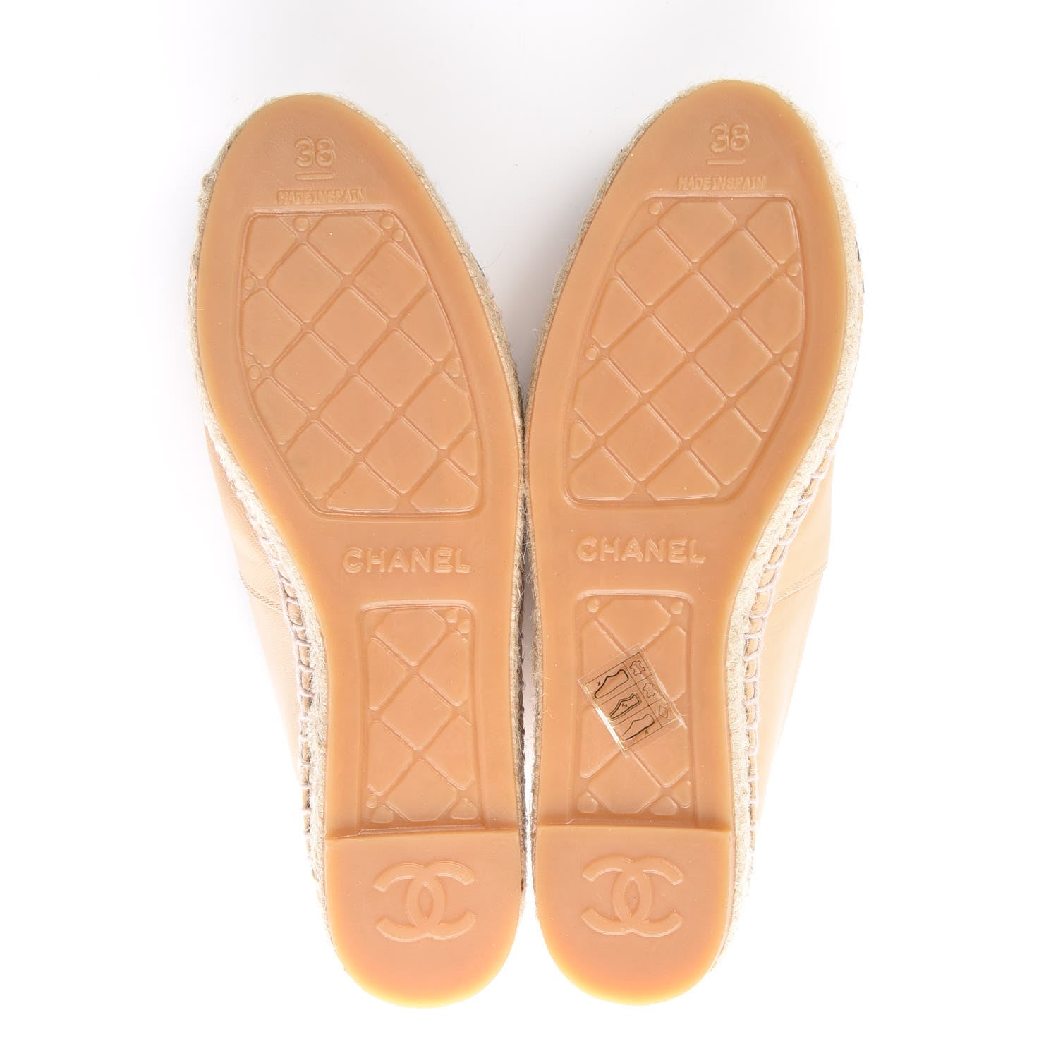 Chanel Lambskin CC Espadrilles 38 Beige Black 5 of 10