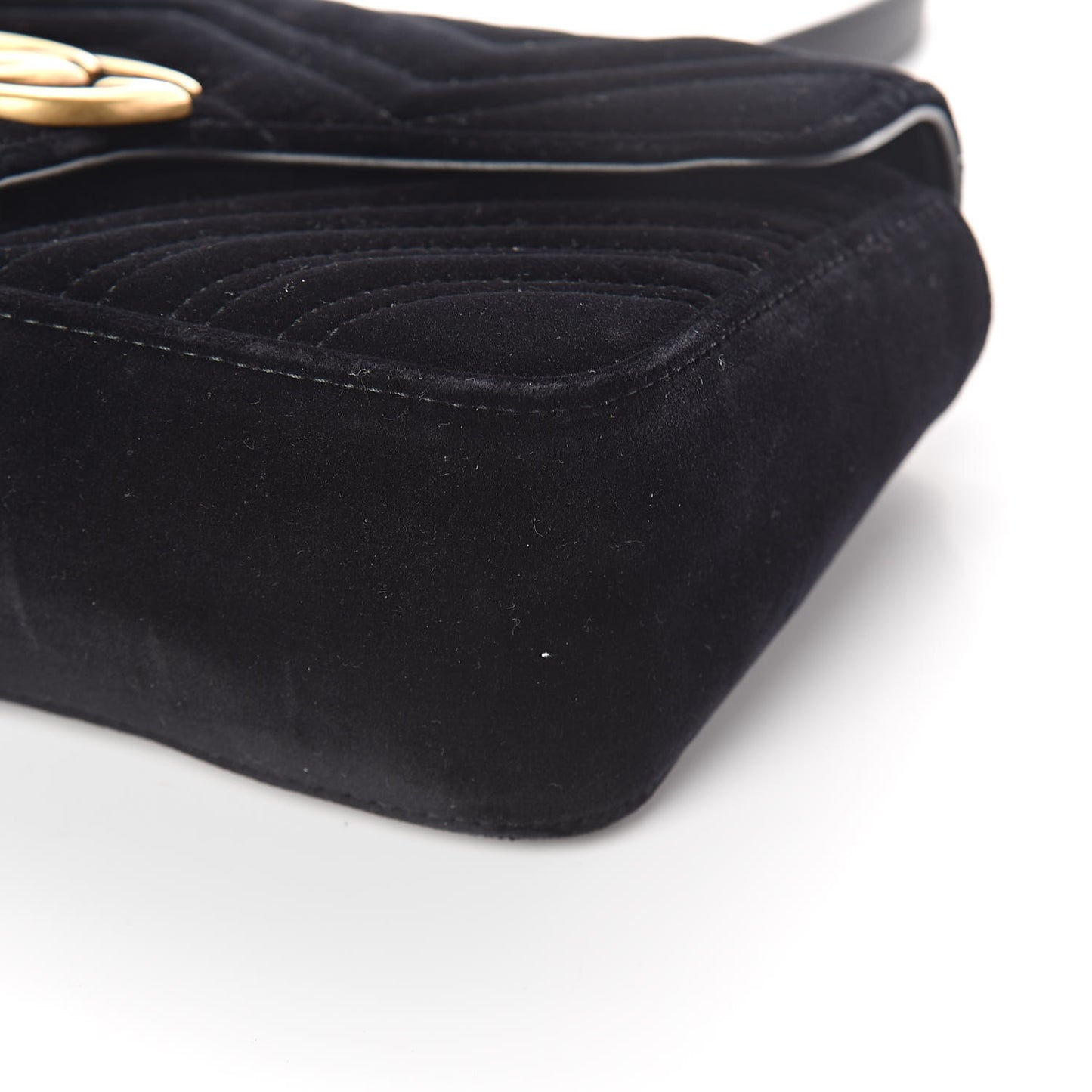 Velvet Matelasse Small GG Marmont Shoulder Bag Black