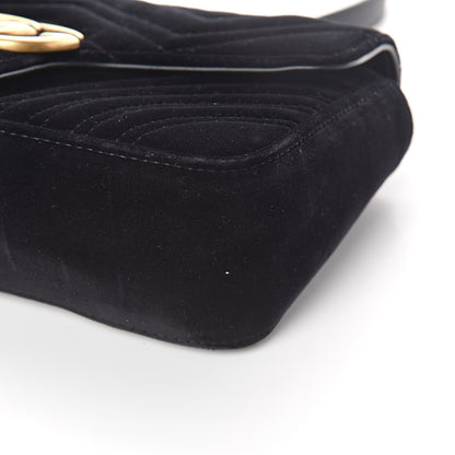 Gucci Velvet Matelasse Small GG Marmont Shoulder Bag Black 9 of 9