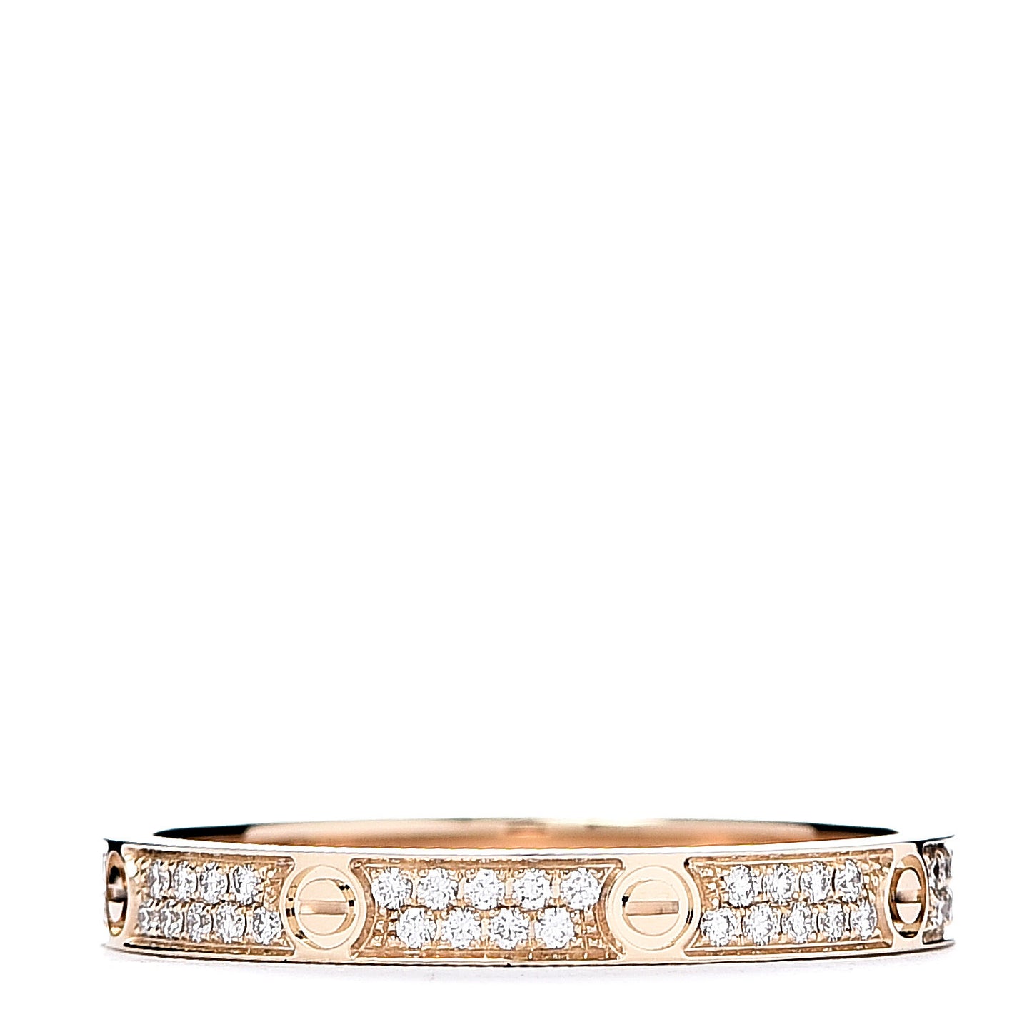 18K Yellow Gold Diamond 2.6mm LOVE Paved Band Ring 55 7.25