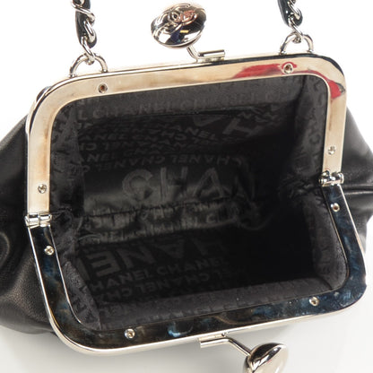 Chanel Lambskin CC Kiss Lock Evening Clutch Black 6 of 8
