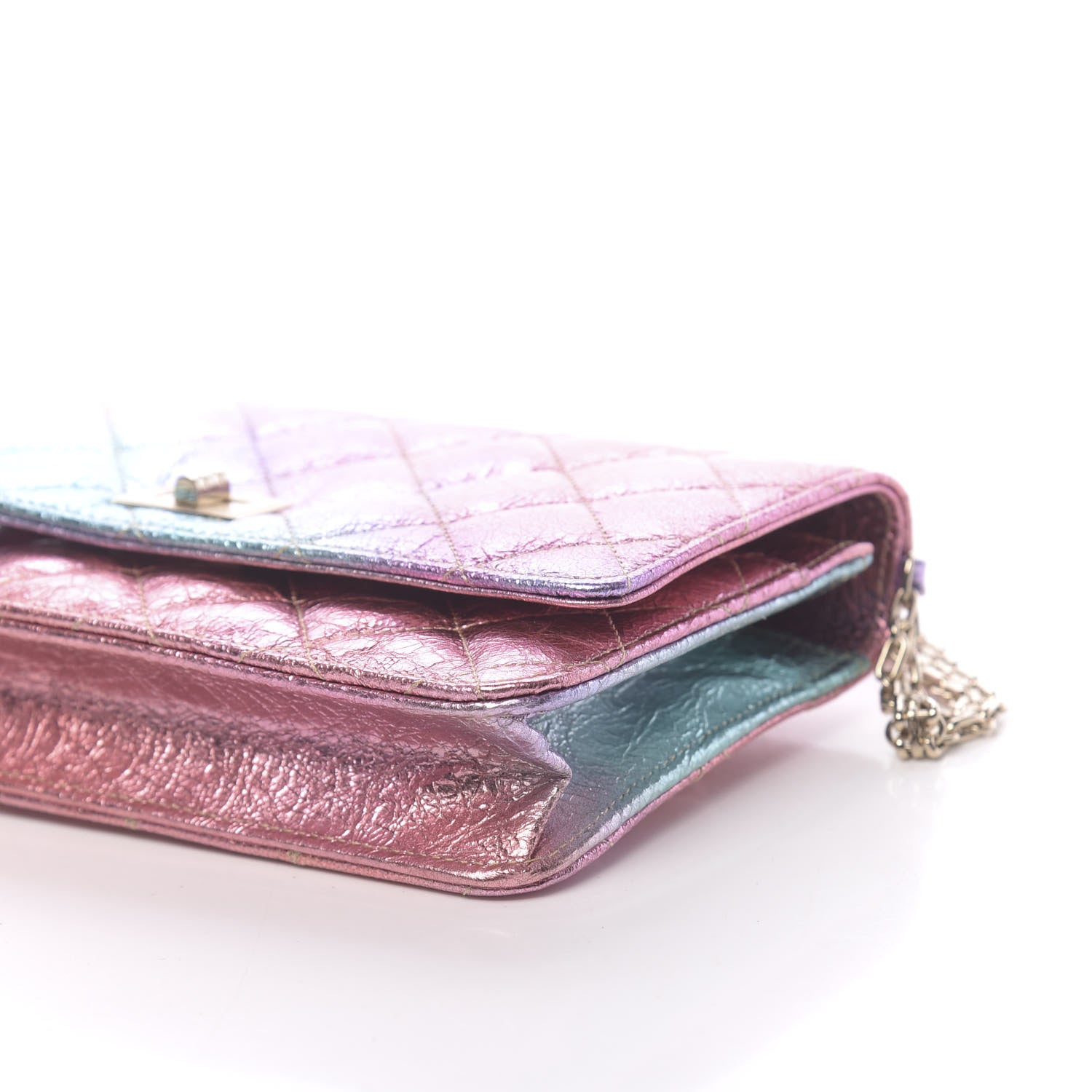 Chanel Metallic Goatskin Quilted 2.55 Reissue Wallet on Chain WOC Multicolor 10 of 12