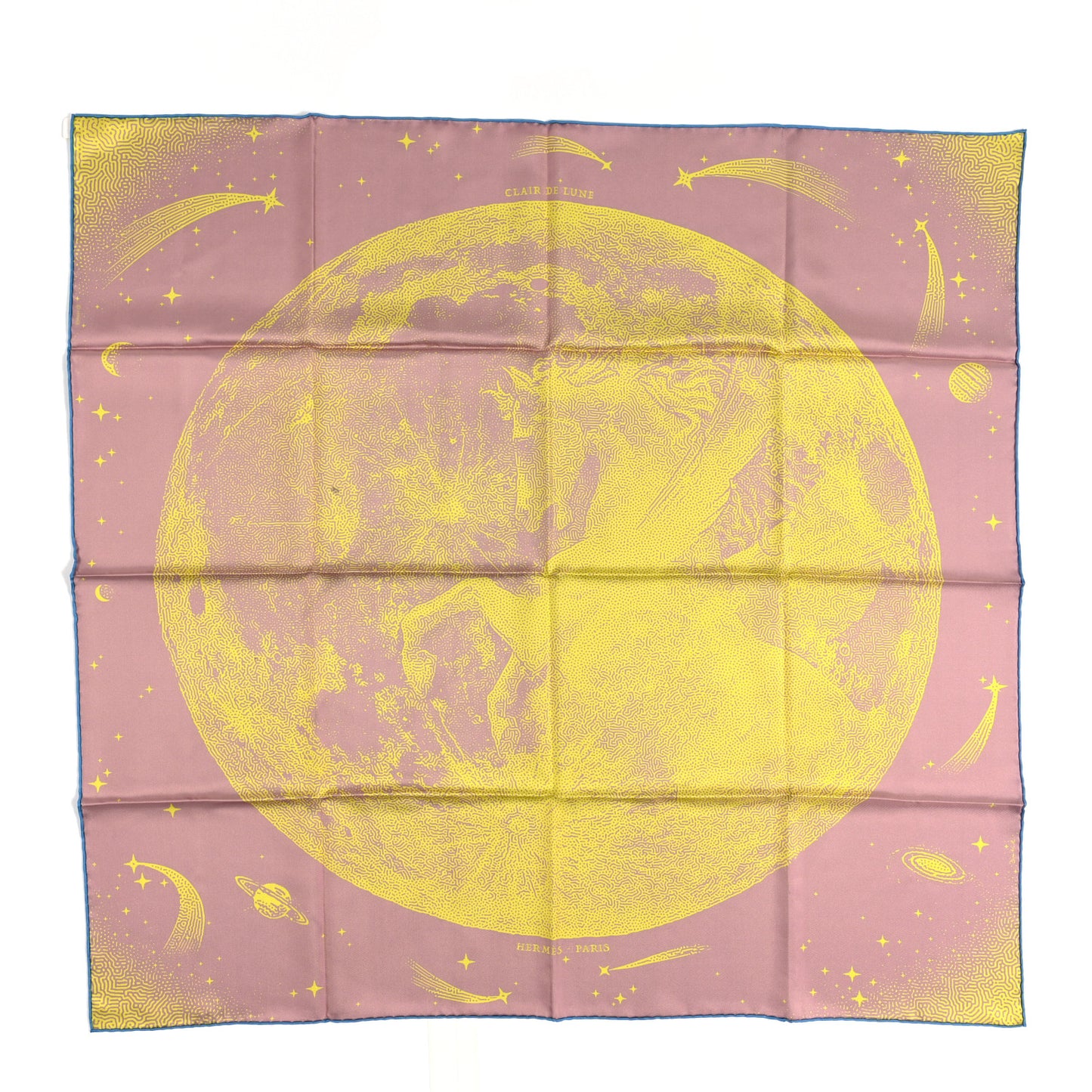 Silk Double Face Clair De Lune Scarf 90 Vieux Rose Jaune