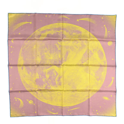 Hermes Silk Double Face Clair De Lune Scarf 90 Vieux Rose Jaune 1 of 11