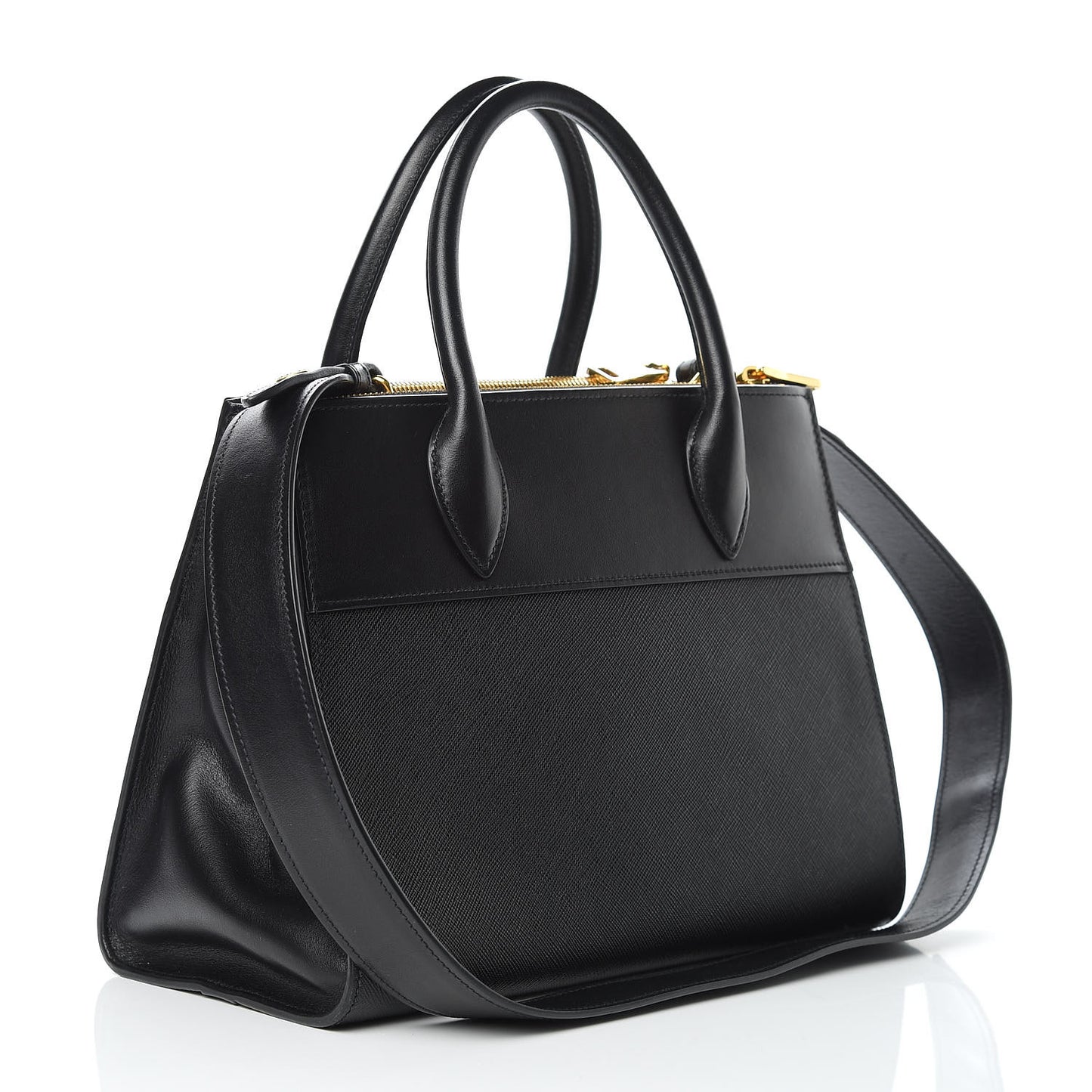 Saffiano City Calfskin Small Esplanade Tote Black