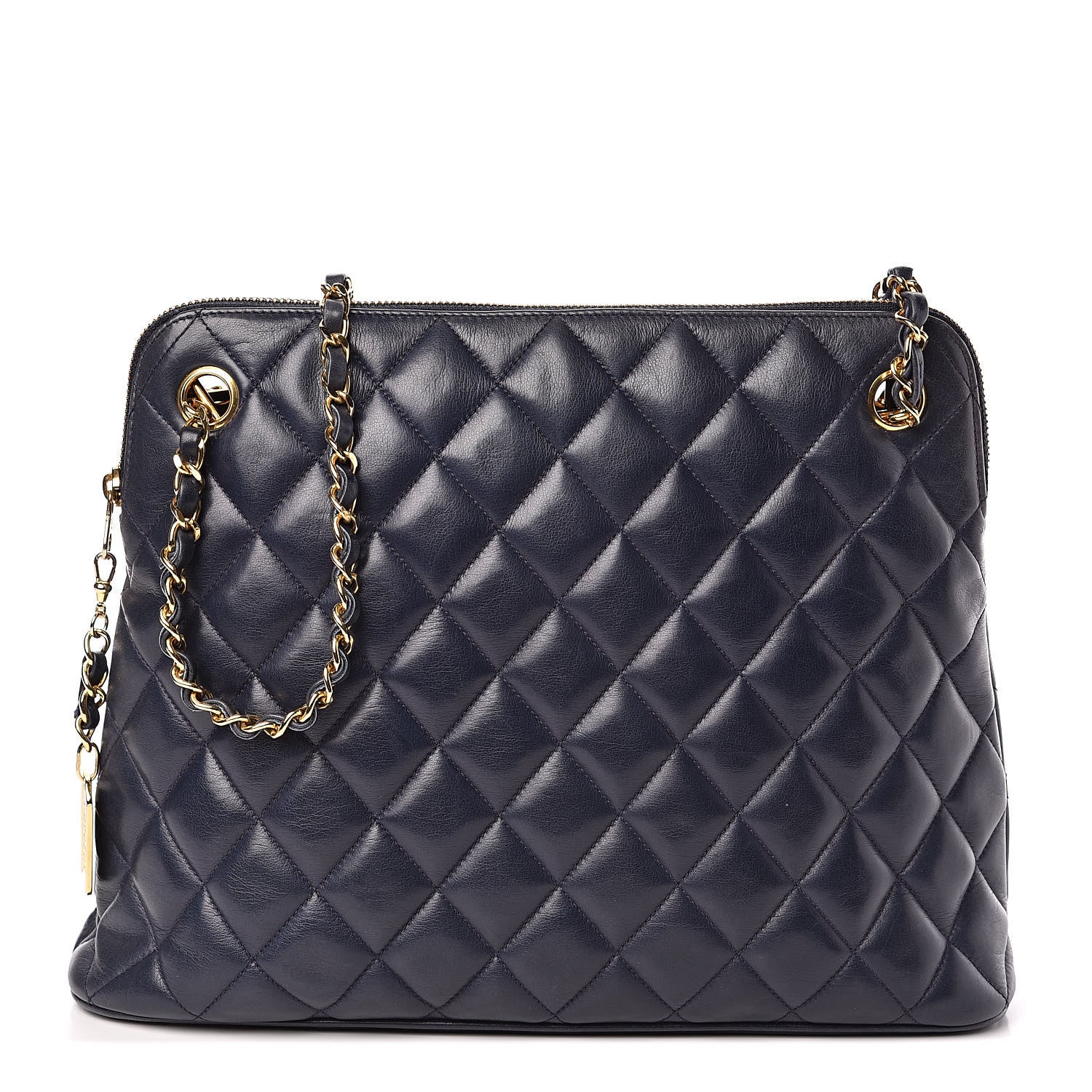 Chanel Lambskin Quilted Shoulder Bag Navy 1 of 12